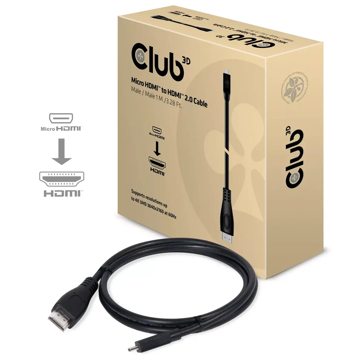 Micro HDMI Кабель CLUB3D CAC-1351 Photo 2