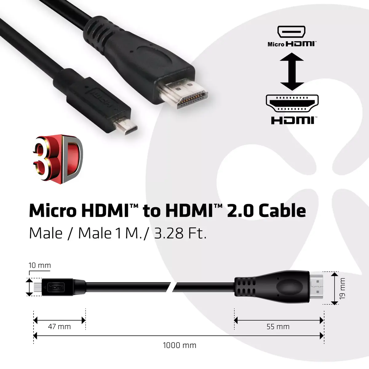 Micro HDMI Кабель CLUB3D CAC-1351 Photo 3