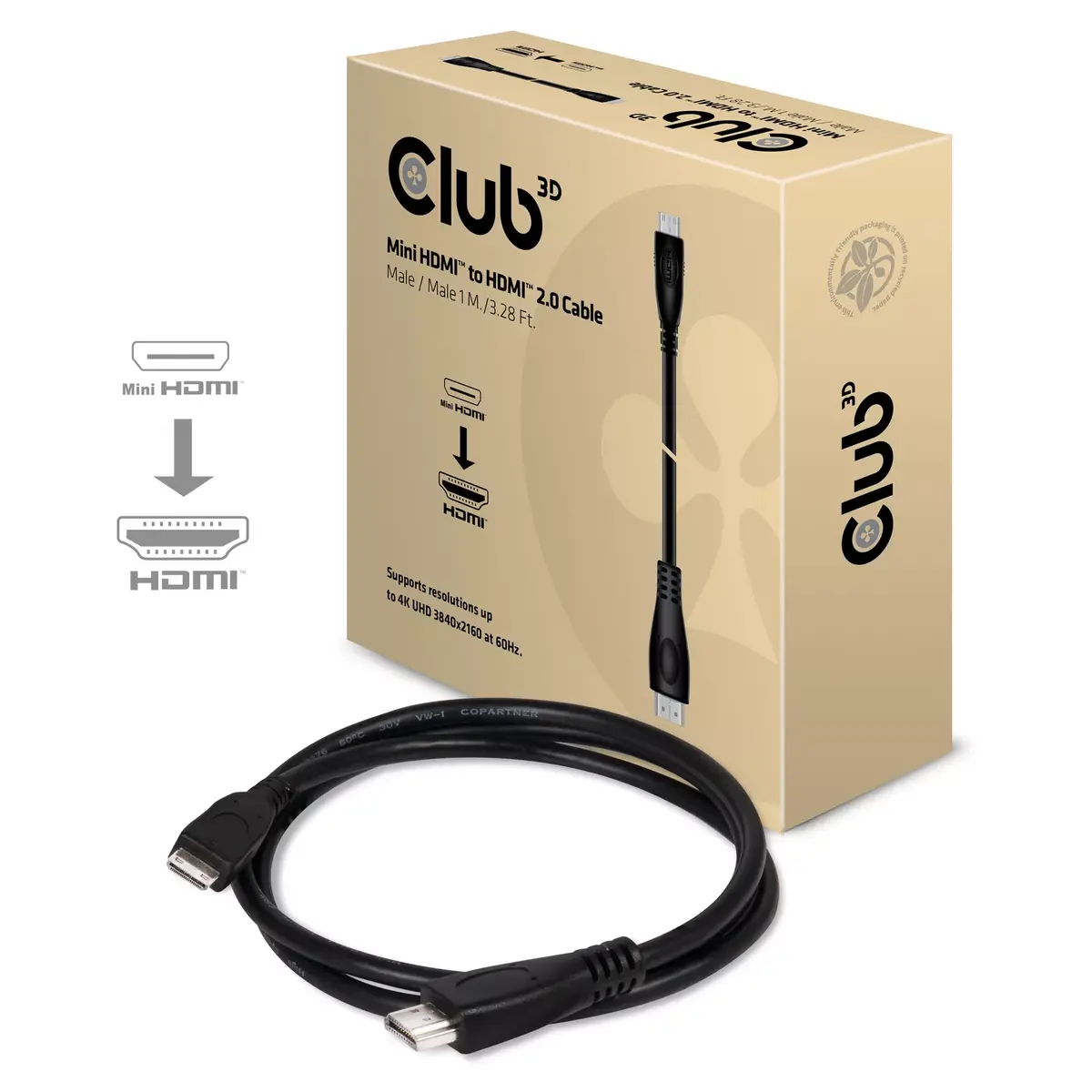 Мини HDMI кабель CLUB3D CAC-1350 Photo 2