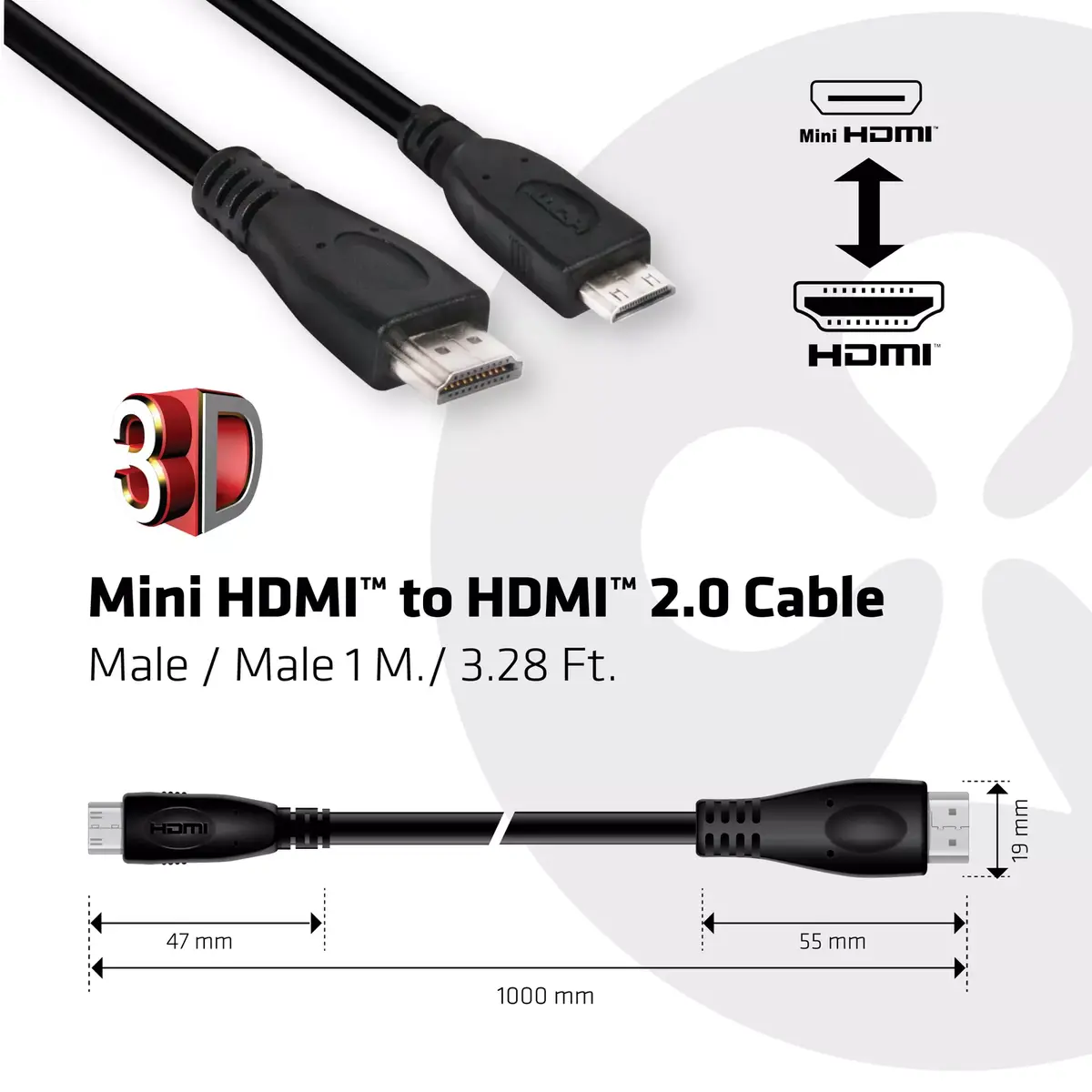 Мини HDMI кабель CLUB3D CAC-1350 Photo 3