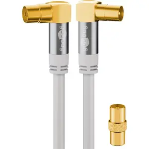 Coaxial cable GOOBAY 70411, 1 m, male to female, white