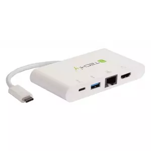Laptop dock TECHLY IADAP-USB31-DOCK1 USB 3.2 Gen 1 Type-C hub with HDMI, RJ-45, USB-A, USB-C, 20V 3A, white