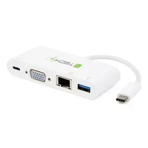 Laptop dock / port replicator TECHLY IADAP-USB31-DOCK2 — USB 2.0 Type-C host, RJ-45, USB-A 3.2 Gen1, USB-C 3.2 Gen1, VGA, 20V output
