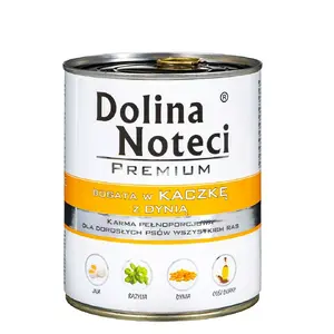 Wet dog food dolina noteci Premium Rich in duck with pumpkin 800 g — complete adult dog food, grain-free, 78% moisture