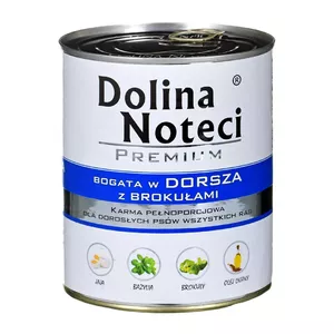 Wet dog food dolina noteci Premium — cod & broccoli, 800 g, adult dogs, grain-free, gluten-free