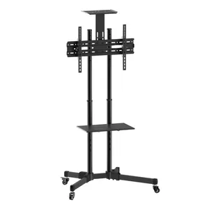 Floor stand mount TECHLY ICA-TR16T for 37"–70" displays, VESA 200x200–600x400, up to 50 kg, height adjustable, wheels, tilt ±10° (black)