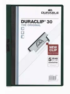 Durable DURACLIP 30 A4 Report Cover, PVC, Black, Green, Transparent