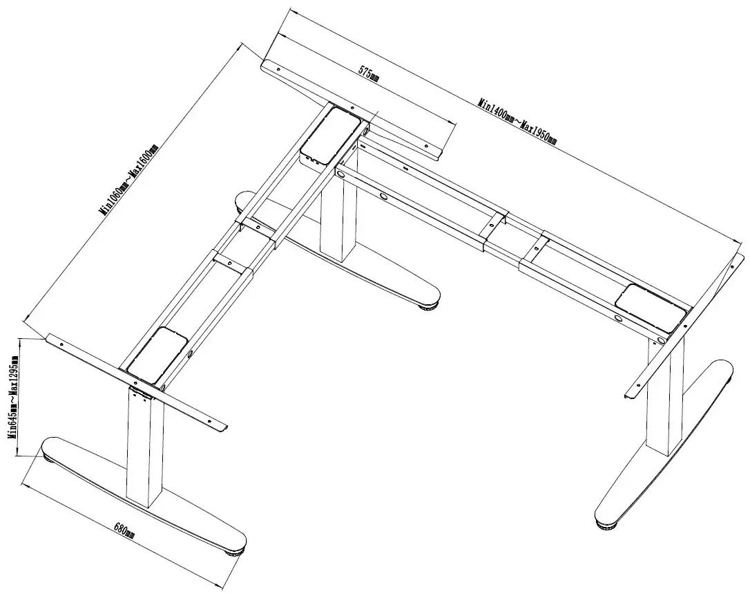 Table frame Equip ERGO L Shaped Electric Sit-Stand Desk Frame Photo 7