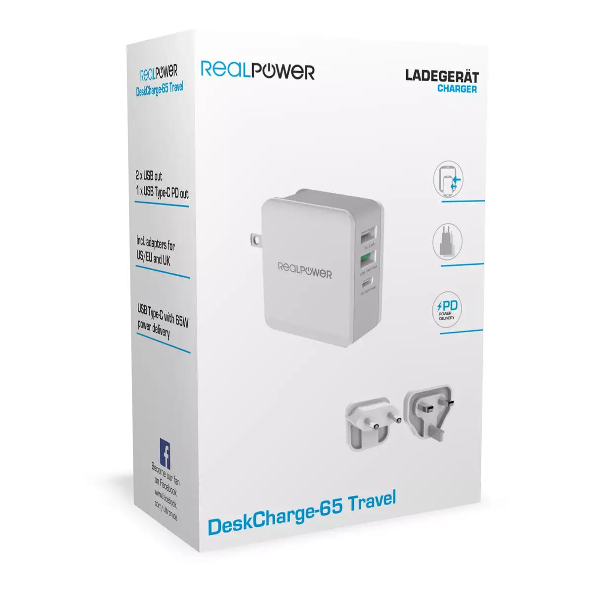 Зарядное устройство Indoor RealPower DeskCharge-65 Travel Photo 3