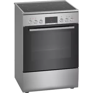 Freestanding electric cooker Bosch Serie 4 HKR39C250 — ceramic hob, 4 zones, 66 L oven, 600×600×850 mm, black/grey