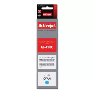 Ink cartridge ActiveJet AC-G490C compatible for Canon GI-490C, Cyan, dye-based ink, 70 ml, High (XL) Yield, single pack