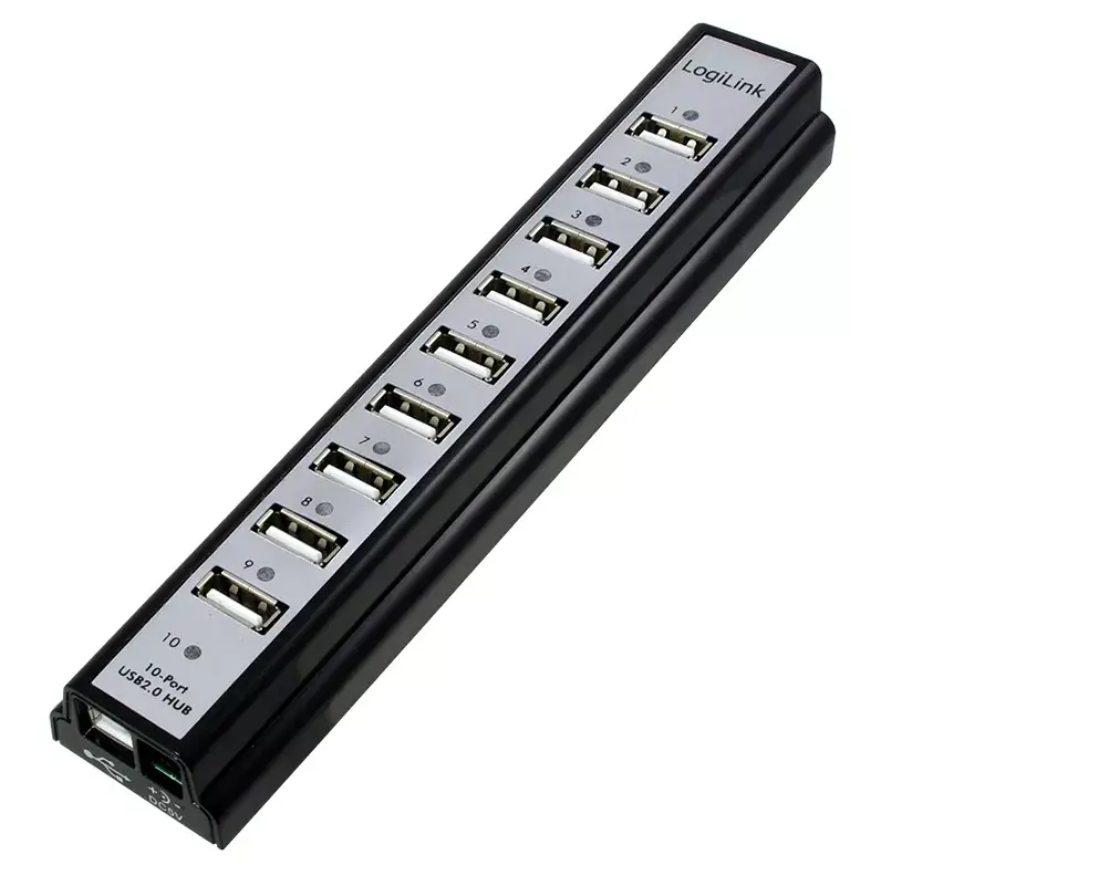 LOGILINK UA0096 USB hubs — 10 porti, melns Photo 3