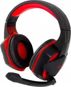 Austiņas ar galvas siksnu ESPERANZA EGH400 — vadu stereo, melnas/sarkanas