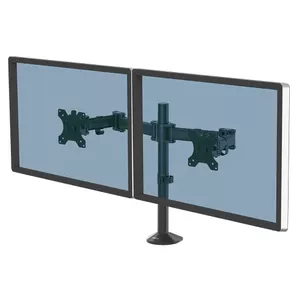 Monitor arm Fellowes Reflex Dual for 2 monitors up to 27", clamp mount, VESA 75x75–100x100, max load 16 kg, black, manual height & tilt