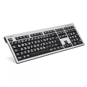 Keyboard Logickeyboard XLPrint Office USB QWERTZ German Aluminium Black