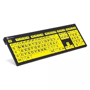 Keyboard Logickeyboard XL Print NERO Office USB QWERTZ German Black Yellow