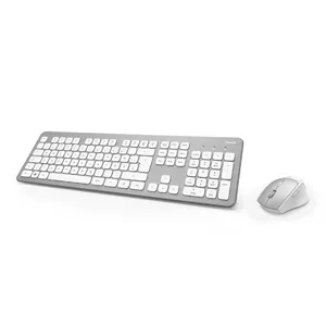 Hama KMW-700 keyboard Mouse included Home RF Wireless QWERTZ German Silver, White