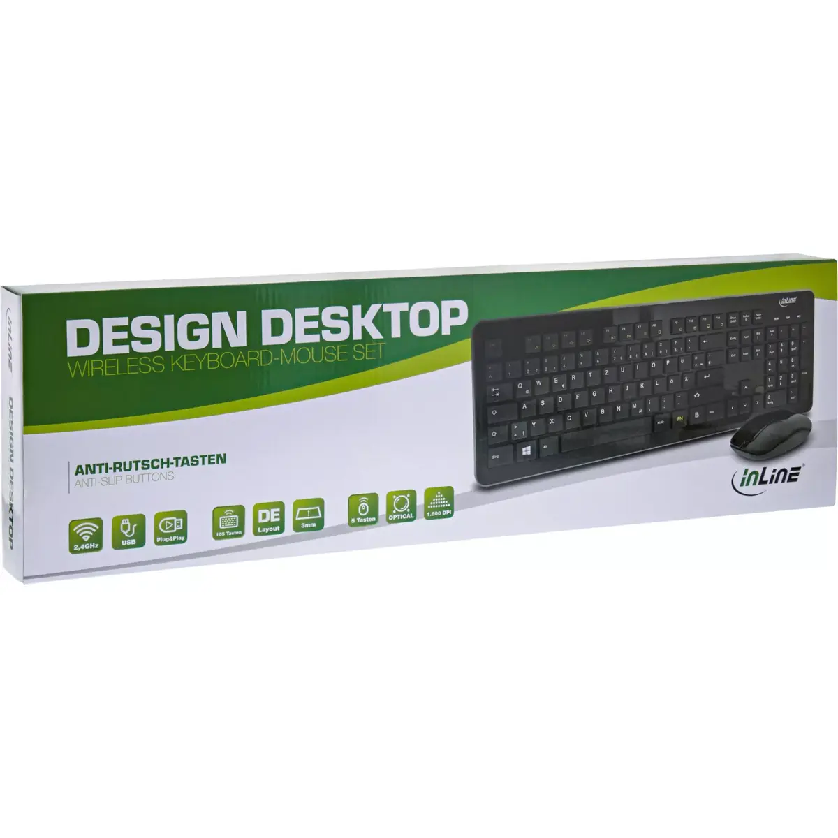InLine dizaina galda komplekts USB 2.4GHz 1600dpi Photo 5