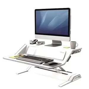 Подставка для стола Sit‑Stand Fellowes Lotus DX — регулируемая по высоте 10–442 мм, нагрузка 15,8 кг, белая, управление кабелями, антибактериальная