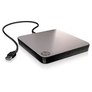 External HP Mobile USB NLS DVD‑RW Drive — DVD±RW optical drive, USB 2.0, 24x CD, 8x DVD, 135×151×18.5 mm