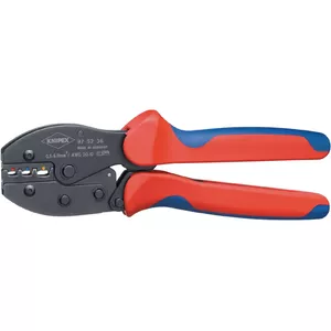 Crimping tool Knipex PreciForce model 975236 SB — insulated handles in black, blue and red