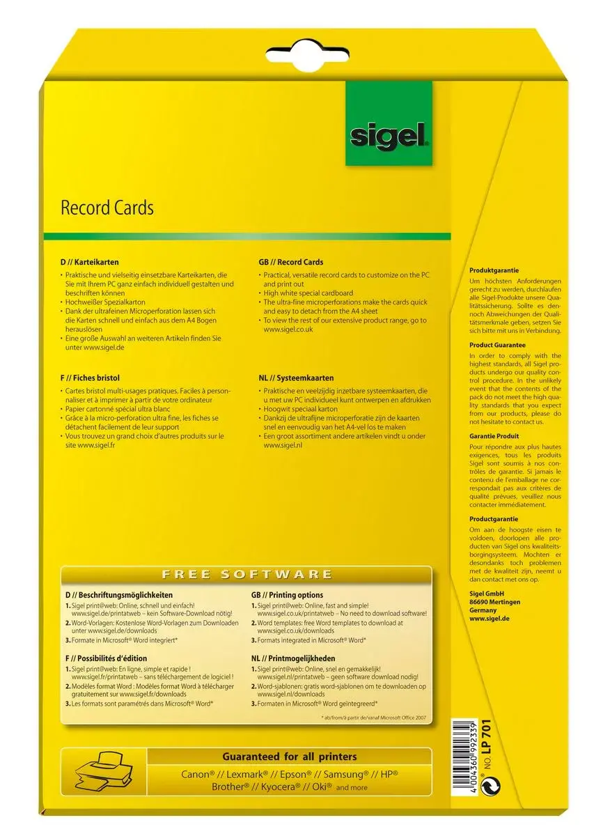 Neadhezīvā etiķete Sigel LP701 Photo 4