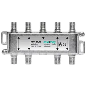 Cable splitter Axing BVE 80-01, F connectors, 5–1006 MHz, silver, 125×63×20 mm