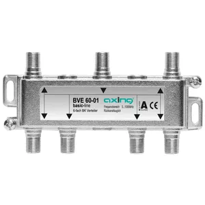 Cable splitter Axing BVE 60-01, 2‑way F‑connectors, 5–1006 MHz, silver, 125×63×20 mm