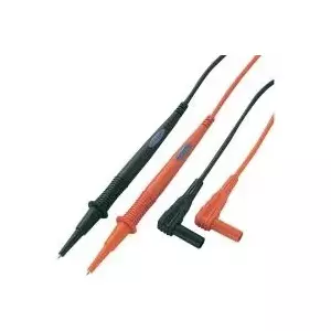 Voltcraft MS-1A Safety Test Lead Set, 4 mm Lamella Plugs to Test Probes, 1 m, Black and Red