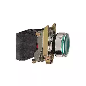 Schneider Electric XB4BW33B5 22mm Illuminated Push Button, Green, Spring Return, 1NO+1NC