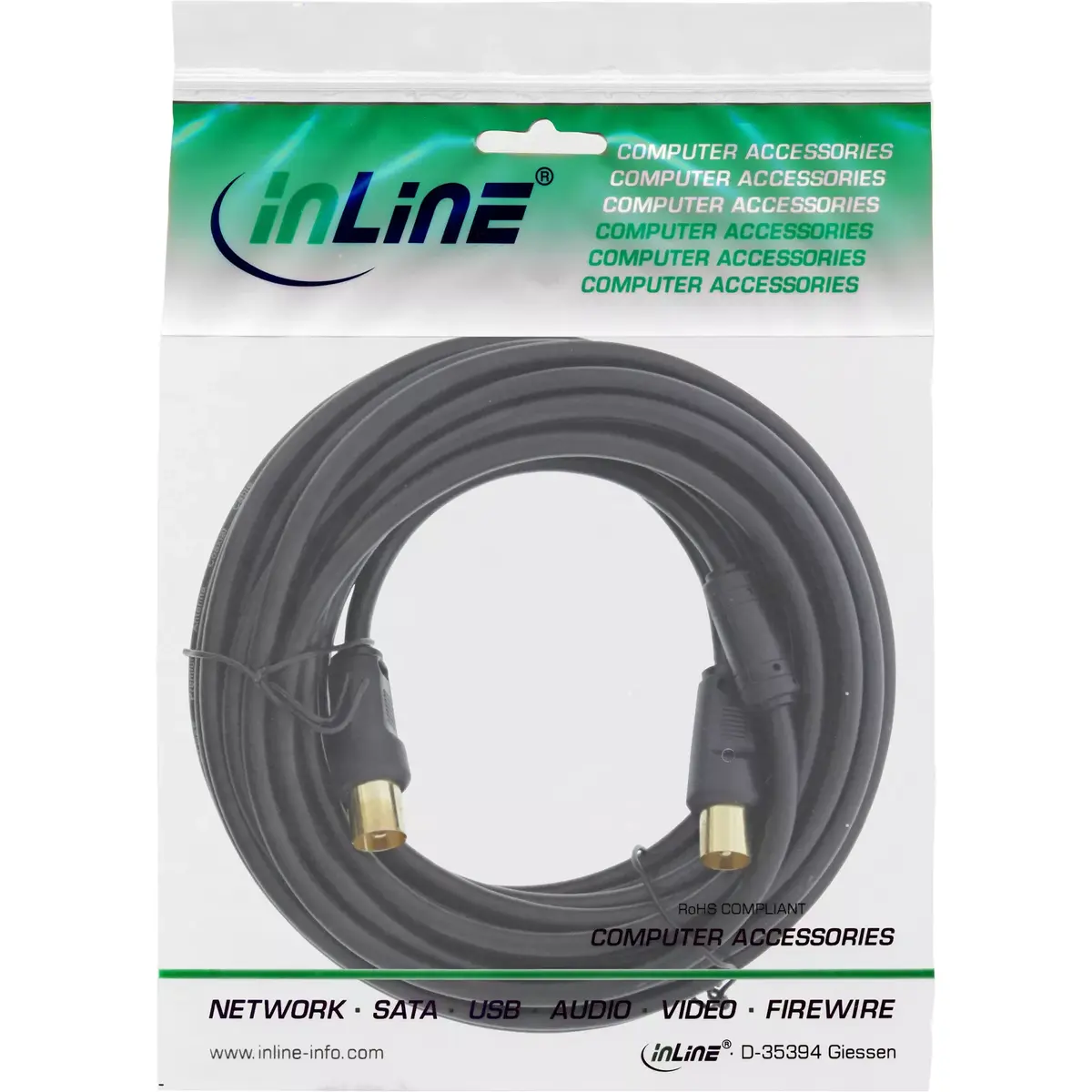 InLine Antenna Cable 2x shielded >85dB black 10m Photo 2