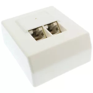 InLine Cat.5e Network Box 2x RJ45 surface mounting white RAL9010