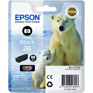 Картридж Epson C13T26114010 Singlepack Photo Black 26 Claria Premium, краситель, стандартная ёмкость, 1 шт