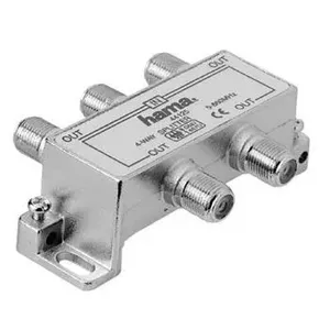 HAMA CATV Splitter 4-way Silver, coaxial cable signal splitter