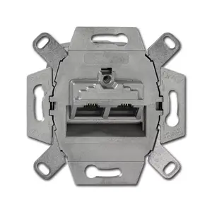 Rozete Busch-Jaeger 0218/12-101 — 2× RJ-45 Cat6a, metālisks, dziļums 31 mm