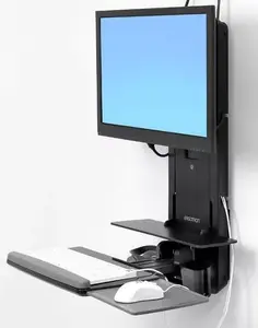 Ergotron 61-080-085 Wall Monitor Mount for up to 24-inch Screens Black with Height Adjustment and VESA 75x75 to 100x100 mm Support