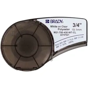 Self-adhesive printer label Brady M21-750-430-WT-CL, transparent polyester, 1.91 cm×6.4 m