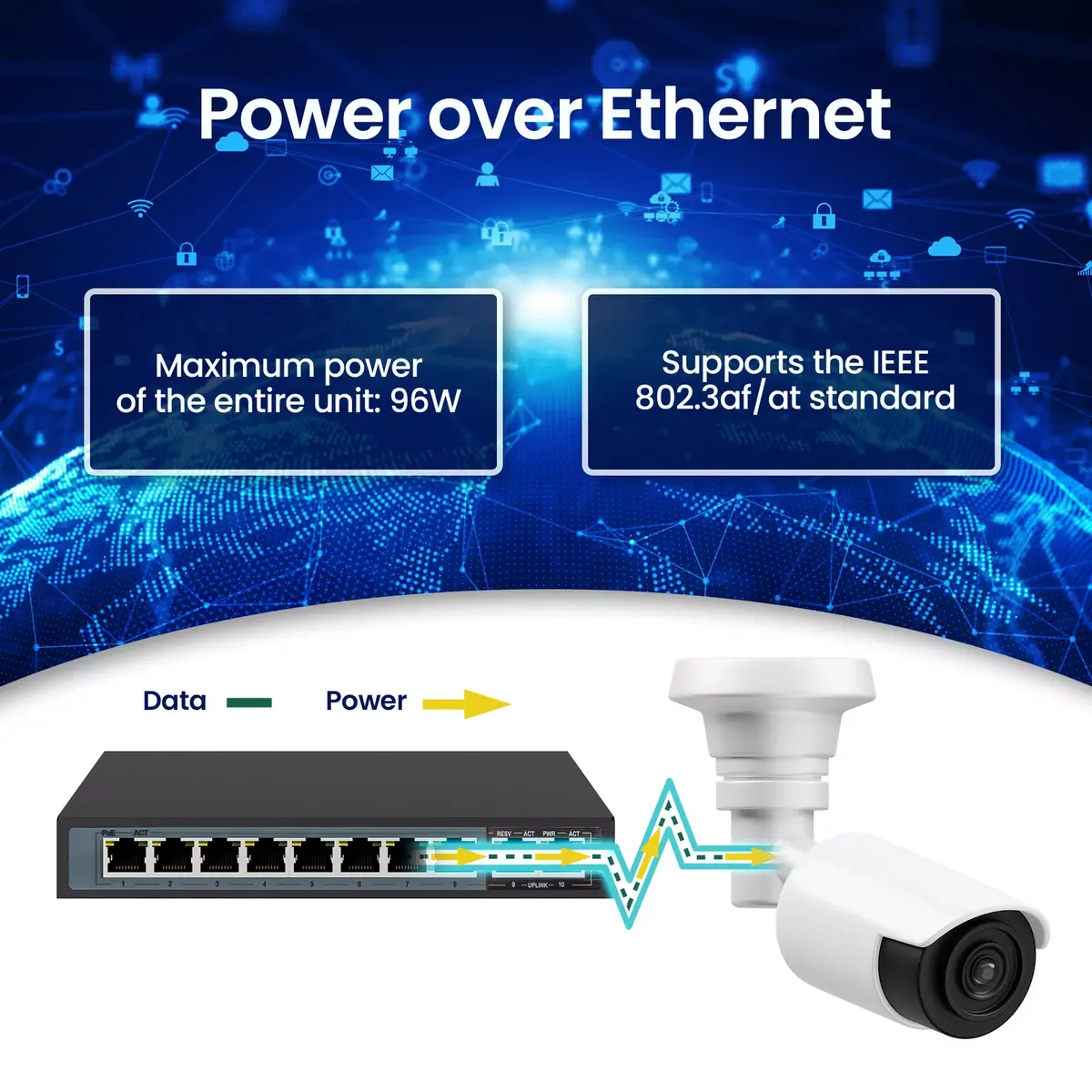 Slēdzis Extralink CERES 8x 100Mb/s PoE/PoE+ Photo 9