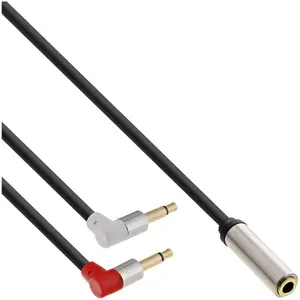 Audio Cable InLine Slim 2x 3.5mm M to 1x F 0.15m