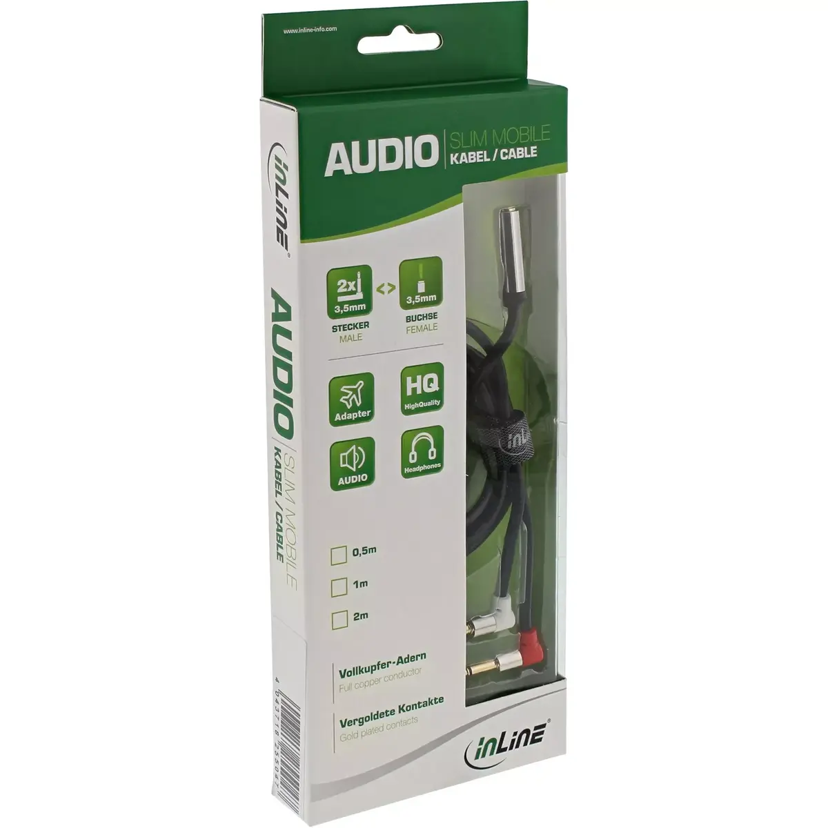 Audio Cable InLine Slim 2x 3.5mm M to 1x F Photo 2