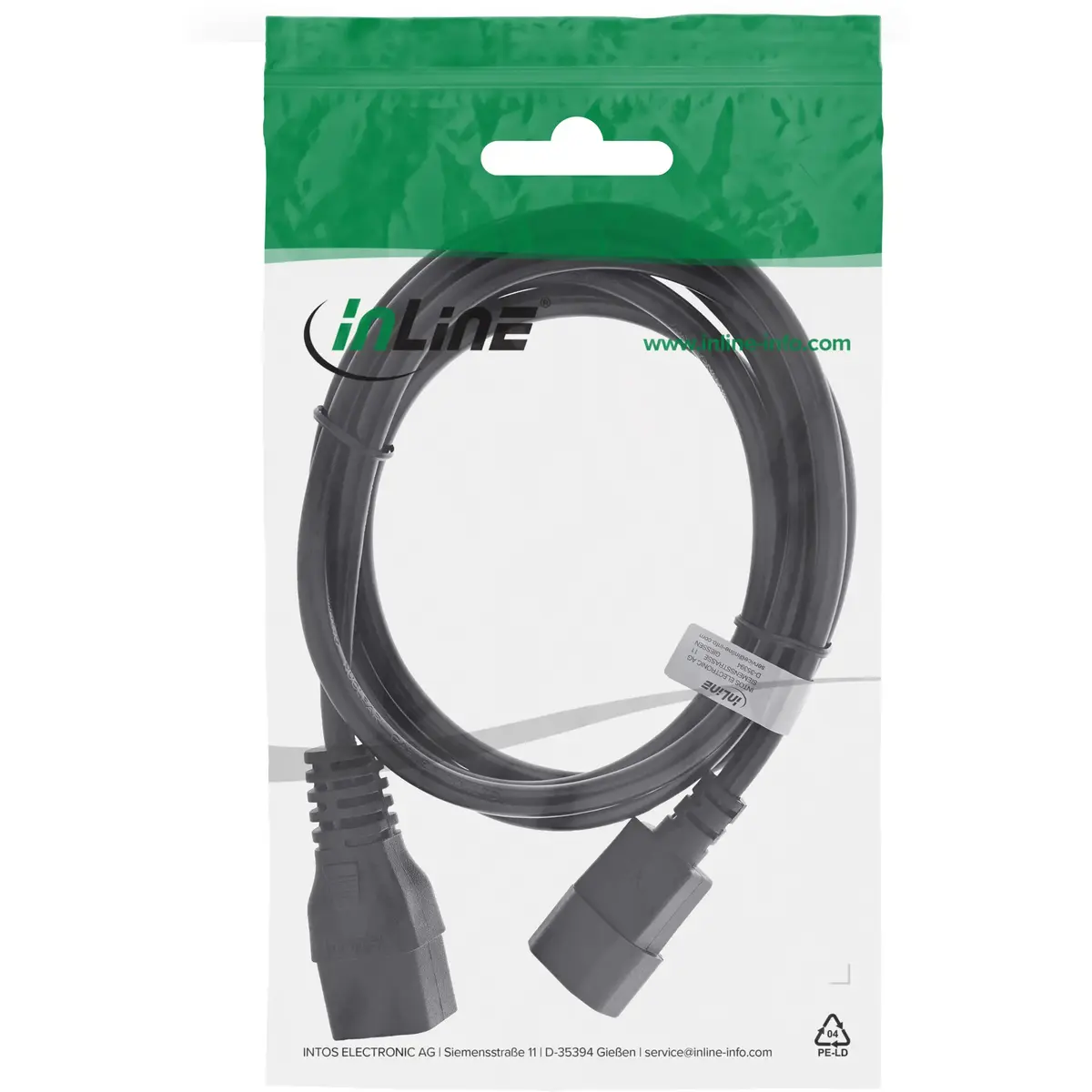 InLine Power Adapter Cable C14 to C19 10A 1m Photo 2