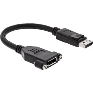 InLine DisplayPort male to female with flange cable 0.2m black