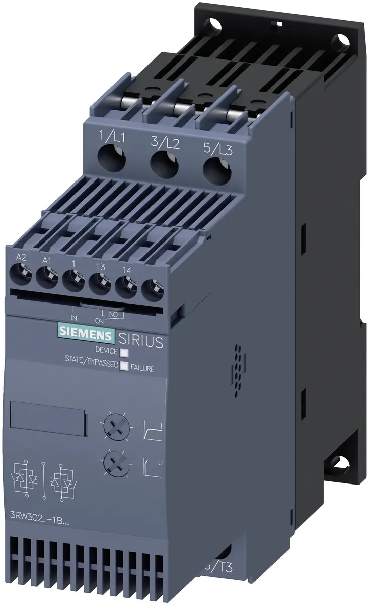Siemens 3RW3026-1BB04 3-fāžu softstarteris dzinējiem 25A