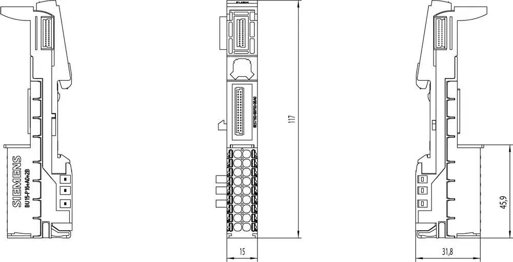 Базовый модуль Siemens SIMATIC ET 200SP BU15-P16+A0+2B Photo 2