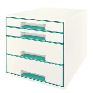 Storage box LEITZ WOW Cube Polystyrol Metallic Turquoise for A4 documents, 287×363×270 mm