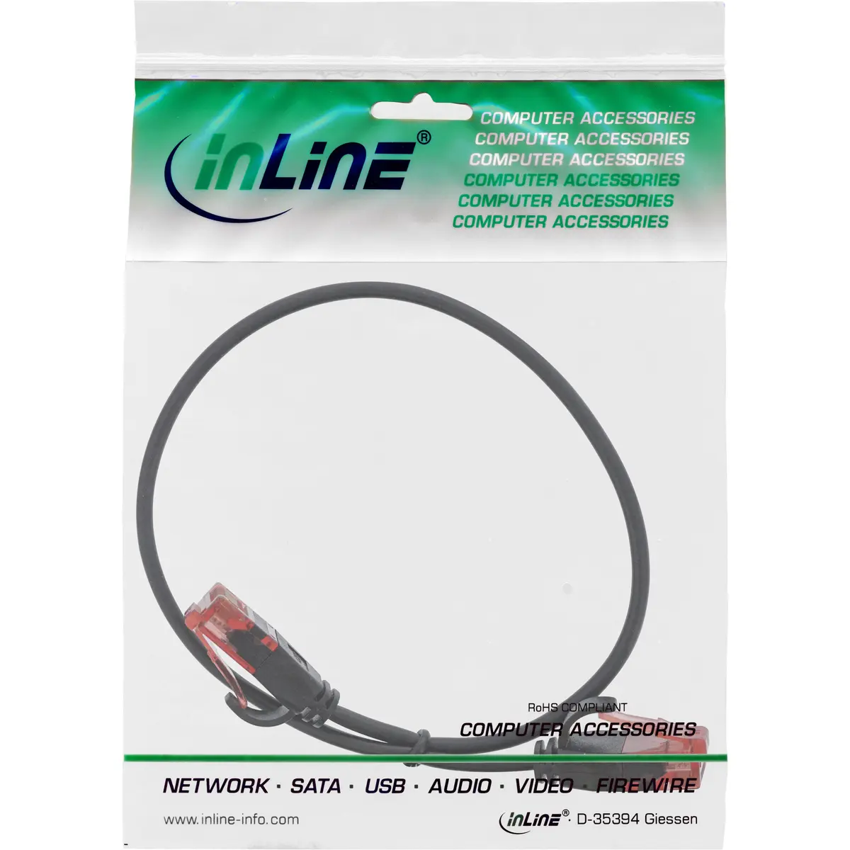 Сетевой кабель InLine Slim Cat.6 U/UTP черный Photo 3