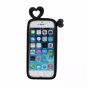 Aizsargbampers GreenGo Universal L 10 cm Hearts Black – viedtālruņa bampers-uzmava, 10 cm augstums, sirdis