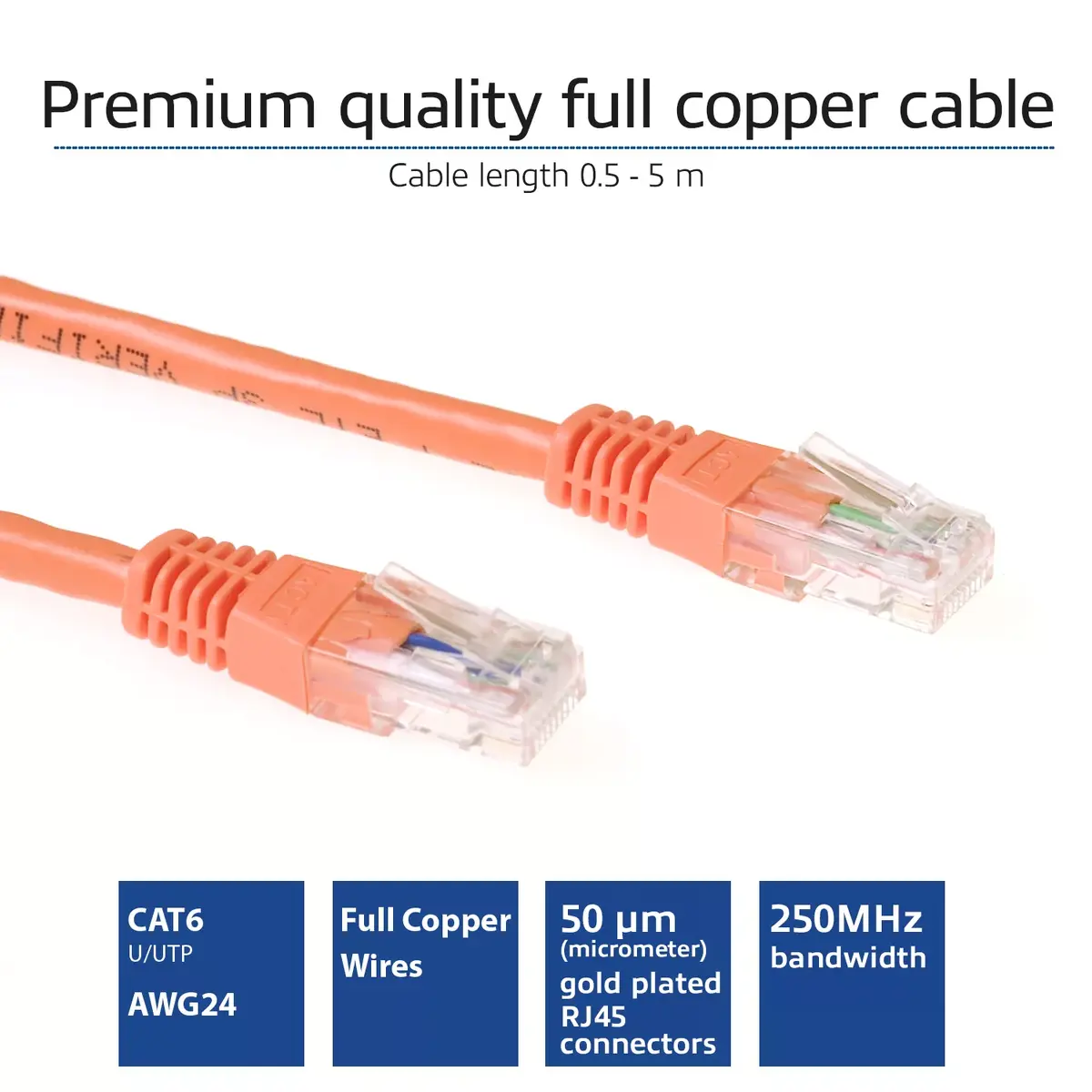 Pārejas kabelis ACT Orange 1 metrs U/UTP CAT6 Photo 2