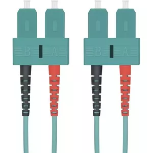 Fiber optic patch cable helos LWL 50/125µm OM3 SC 15m Duplex Aqua