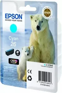 Картридж Epson C13T26124010 Singlepack Cyan 26 Claria Premium — циан, 1 шт.